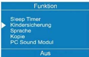 Funktion Sleep Timer Kindersicherung Sprache Kopie PC Sound Modul Aus
