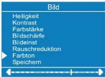 Bild Helligkeit Kontrast Farbstärke Bildschärfe Bildeinst Rauschreduktion Farbton Speichern