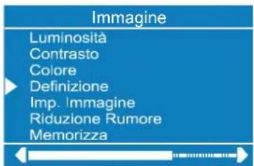 Immagine Luminosità Contrasto Colore Definizione Imp. Immagine Riduzione Rumore Memorizza