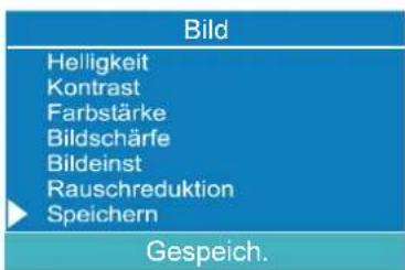 Bild Helligkeit Kontrast Farbstärke Bildschärfe Bildeinst Rauschreduktion Speichern Gespeich.