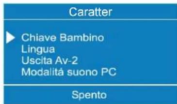 Caratter ► Chiave Bambino Língua Uscita Av-2 Modalità suono PC Spento
