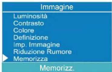 Immagine Luminosità Contrasto Colore Definizione Imp. Immagine Riduzione Rumore Memorizza Memorizz.