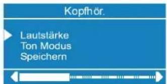 Kopfhör. Lautstärke Tön Modus Speichern