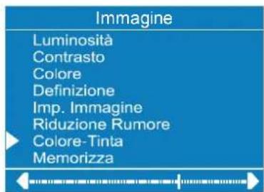 Immagine Luminosità Contrasto Colore Definizione Imp. Immagine Riduzione Rumore Colore-Tinta Memorizza