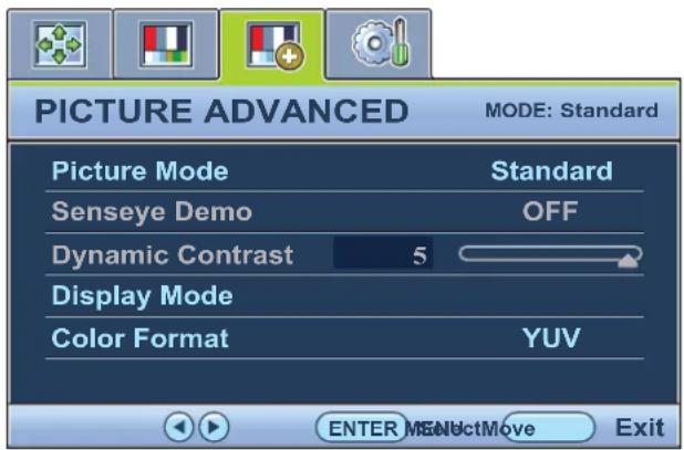 BENQ GL2023A - Picture Advanced menu - 1