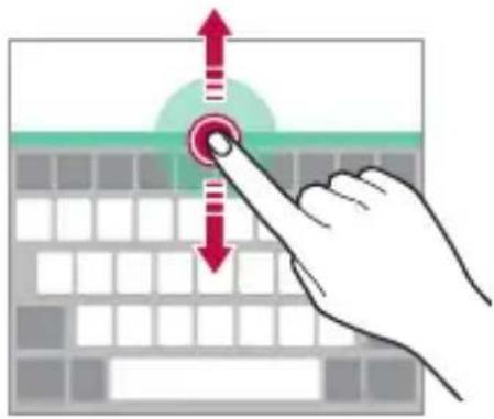 Diagram showing a hand pressing a button on a keyboard with red vertical arrows indicating movement or control.