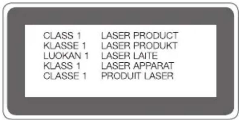 CLASS 1 LASER PRODUCT KLASSE 1 LASER PRODUKT LUOKAN 1 LASER LAITE KLASS 1 LASER APPARAT CLASSE 1 PRODUIT LASER