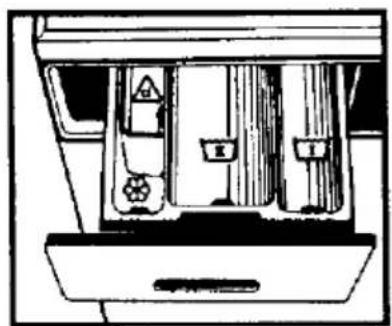 Technical diagram of a mechanical or electrical component with labeled parts and warning symbols