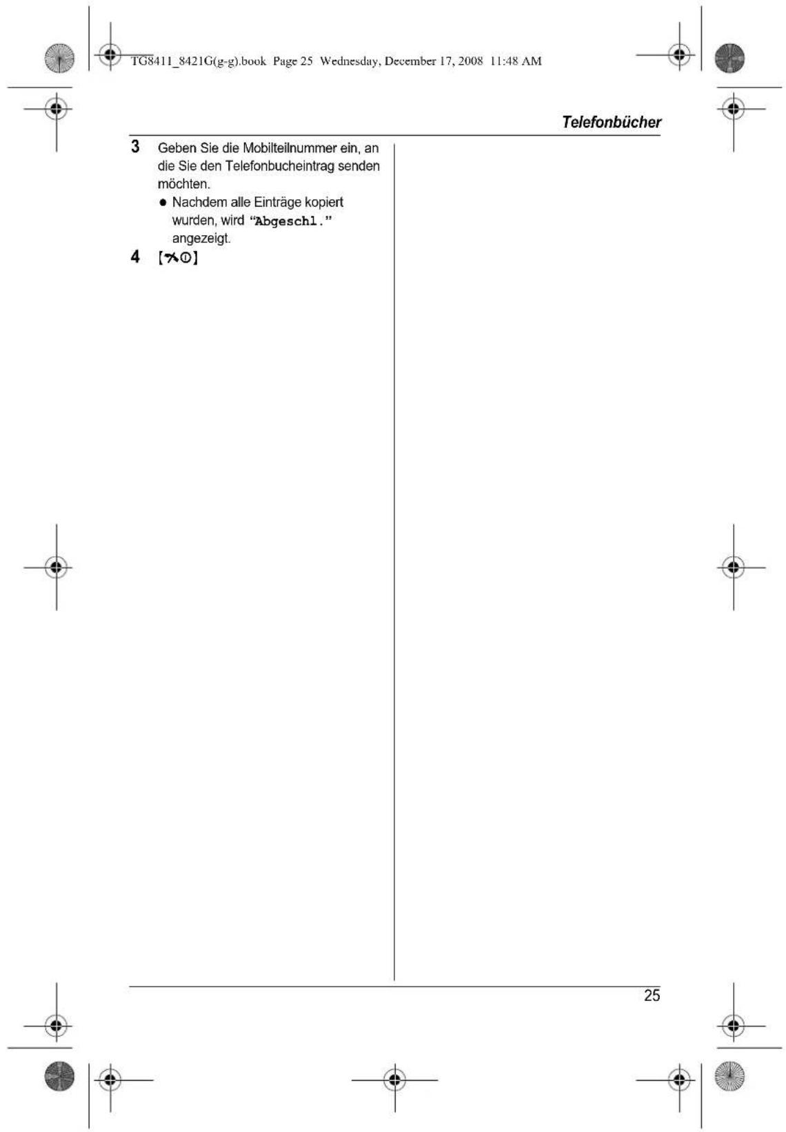 PANASONIC KX-TG8411G - Kopieren aller Einträge - 9