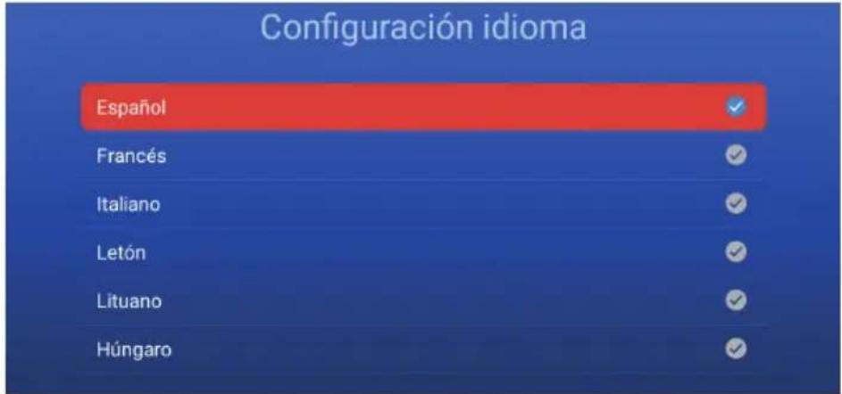 Configuración idioma Español Francés Italiano Letón Lituano Húngaro