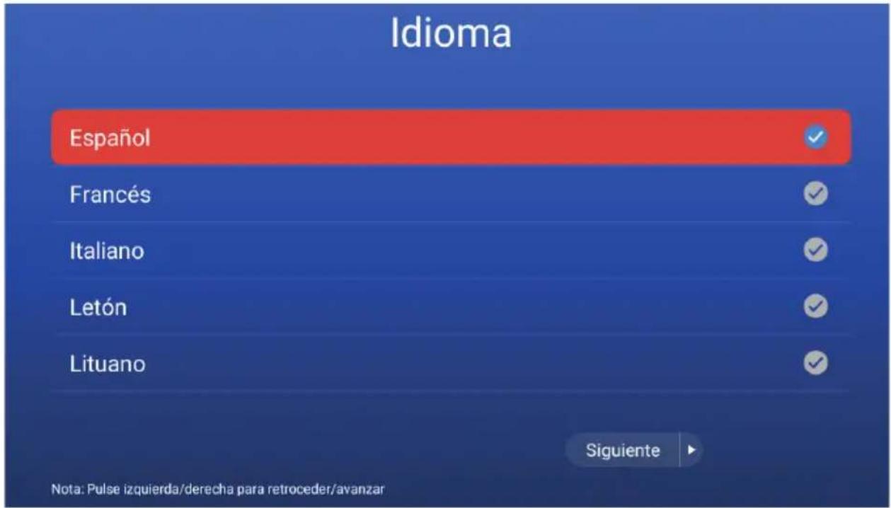 Idioma Español Francés Italiano Letón Lituano Siguiente Note: Pulse izquierda/derecha para retroceder/avanzar