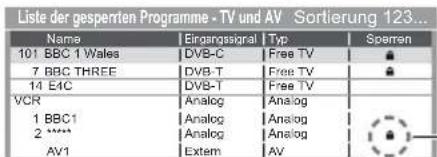 PANASONIC Viera TX-L37EW5 - Wählen Sie den zu sperrenden Kanal / Eingang - 1
