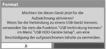 PANASONIC Viera TX-L37EW30 - 4Bestätigung, um die USB-Festplatte für die Aufzeichnung zu aktivieren - 1