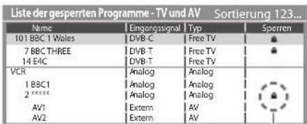 PANASONIC Viera TX-L37EW30 - Wählen Sie den zu sperrenden Kanal / Eingang - 1