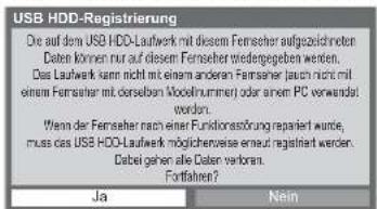 PANASONIC Viera TX-L32GT24 - Vorsichtshinweis zur Aufnahme und Wiedergabe mit USB-Festplatte - 1