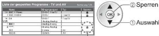 PANASONIC Viera TX-L32GF22 - Sperren von Programmplätzen Kindersicherung - 3