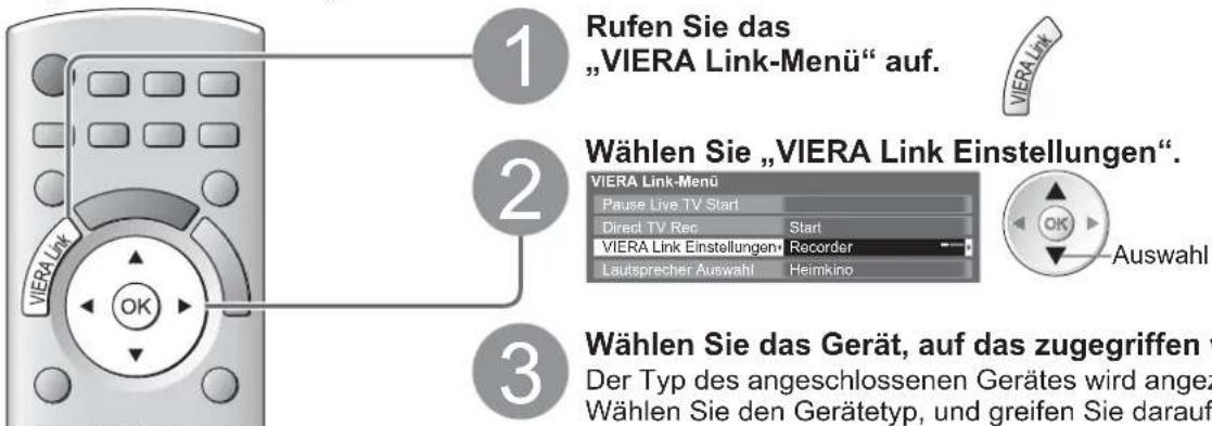 PANASONIC Viera TX-L32GF22 - Menüsteuerung eines angeschlossenen Gerätes über die VIERA-Fernbedienung VIERA Link Einstellungen - 1