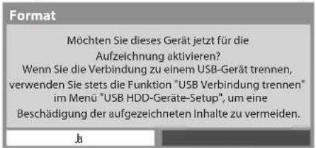 PANASONIC Viera TX-L32EW30S - 4Bestätigung, um die USB-Festplatte für die Aufzeichnung zu aktivieren - 1
