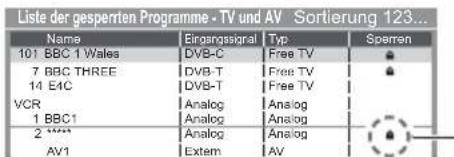 PANASONIC Viera TX-L32ETW5W - Wählen Sie den zu sperrenden Kanal / Eingang - 1
