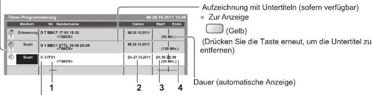 PANASONIC Viera TX-L32ETF52 - ! : Sich überschneidende Timer-Programmierungsereignisse - 1