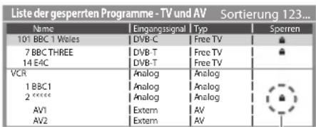PANASONIC Viera TX-L32DT30Y - Wählen Sie den zu sperrenden Kanal / Eingang - 1