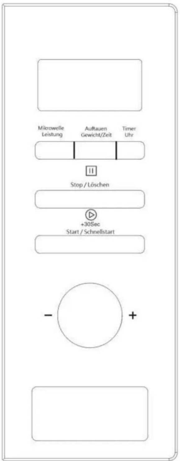 Mürowelle Leistung Auftauen Gewicht/Zeit Timer Uhr Stop / Löschen +30Sec Start / Schnellstart - +