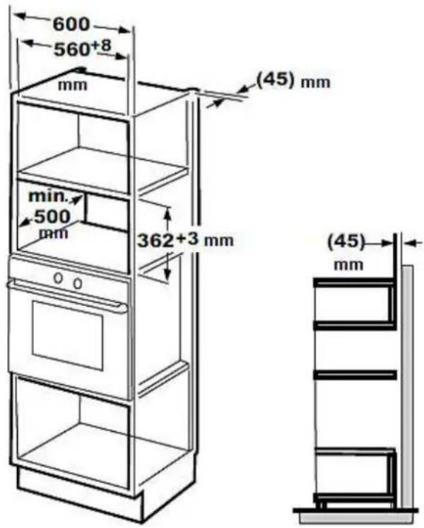 600 560+8 mm (45) mm min. 500 mm 362+3 mm 0 0 (45) mm
