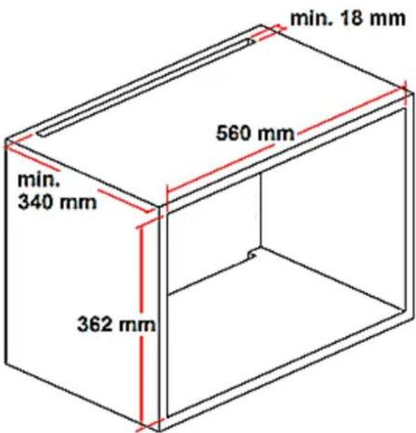 min. 18 mm 560 mm min. 340 mm 362 mm