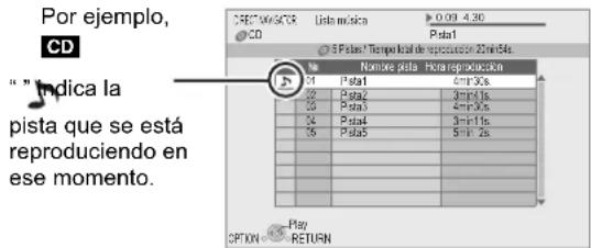 Por ejemplo, CD " " Indica la pista que se está reproduciendo en ese momento. C:\Program Files\RadioReproduction\CD\Play\RETURN