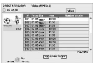 DIRECT NAVIGATOR Video (MPED-2) SD CARD M Video Dus 10:00 Name double 001 01.05 Mier 10:30 002 01.05 Mier 11:30 003 01.05 Mier 11:30 004 02.05 Mier 10:30 005 02.05 Mier 11:30 006 02.05 Mier 11:30 007 03.05 Mier 10:30 008 03.05 Mier 10:30 009 03.05 Mier 11:30 010 03.05 Mier 11:30 Play OFFICE