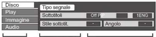 Disco Play Immagine Audio Tipo segnale Sottotitoli Off PIP 1ENG Stile sottotit. - Angolo -