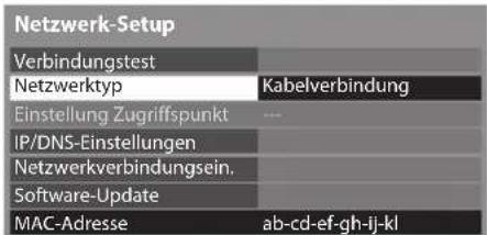 PANASONIC Viera TX-P50GT30J - Wählen Sie [Netzwerktyp] und stellen Sie auf [Kabelverbindung] ein - 1