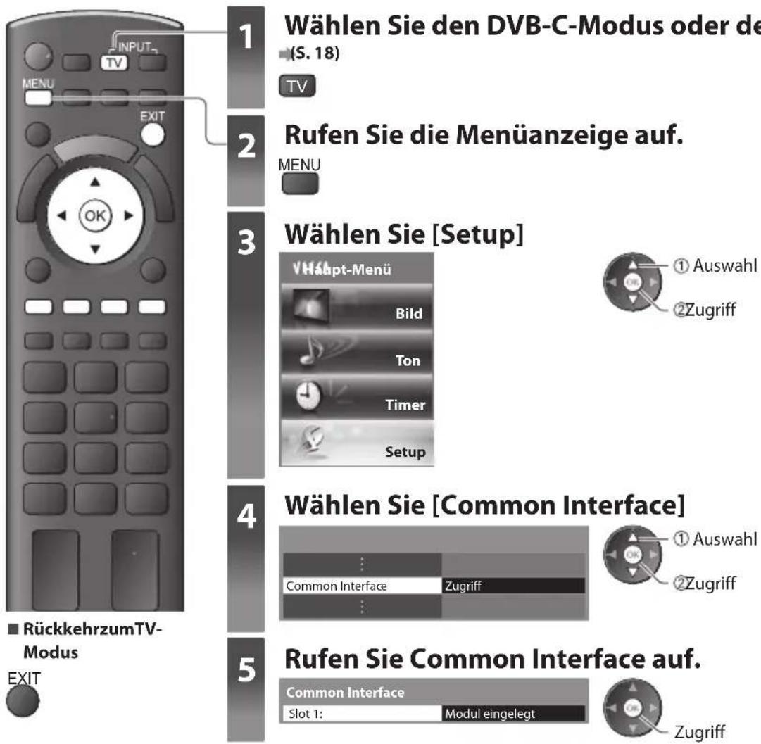 PANASONIC Viera TX-P46G30J - Setzen Sie das CI-Modul (separat erhältlich) in den CI-Steckplatz ein. - 1