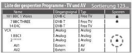 PANASONIC Viera TX-P46G30J - Wählen Sie den zu sperrenden Kanal / Eingang - 1