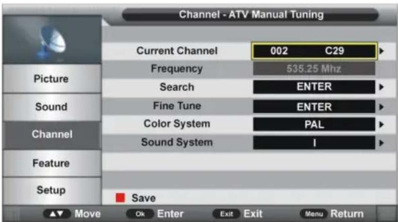 Smartbook SBTV32 - Manuelle ATV-Suche (nur für ATV-Eingangsquellen) - 1