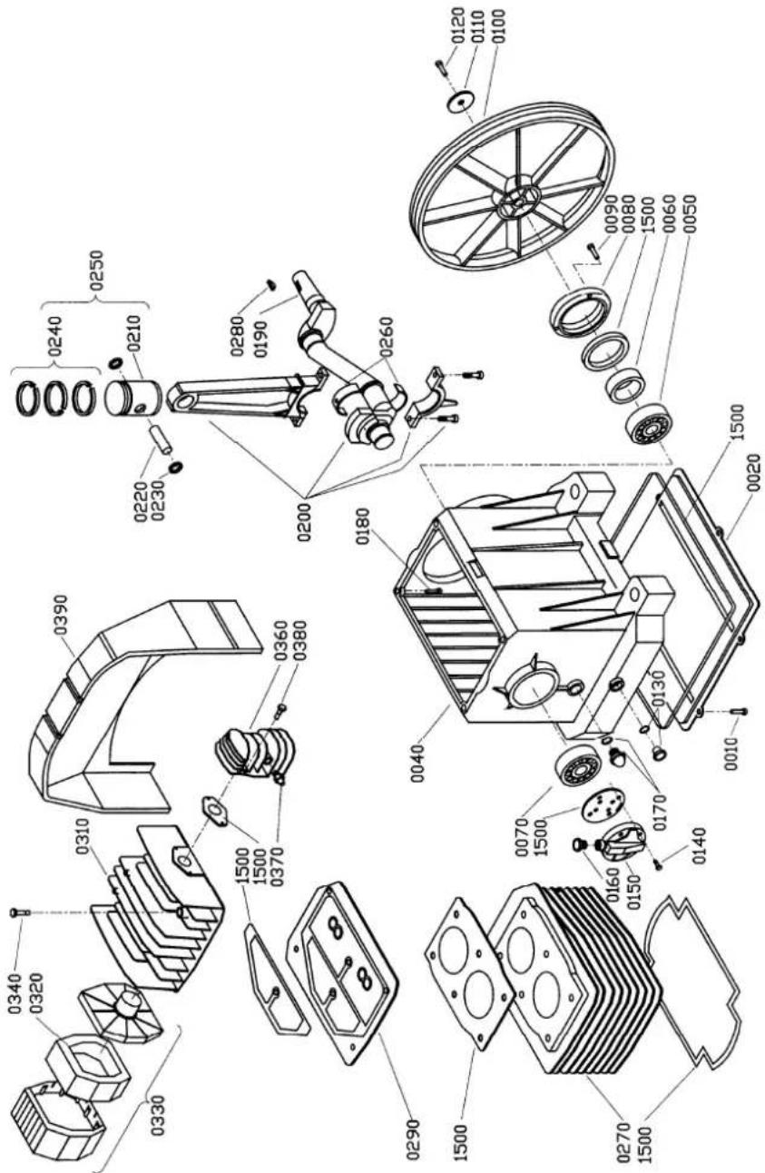 SCHNEIDER UniMaster 500-10-50 D-ST - Explosions- zeichnung Kompressor- aggregat MK 113 - 1