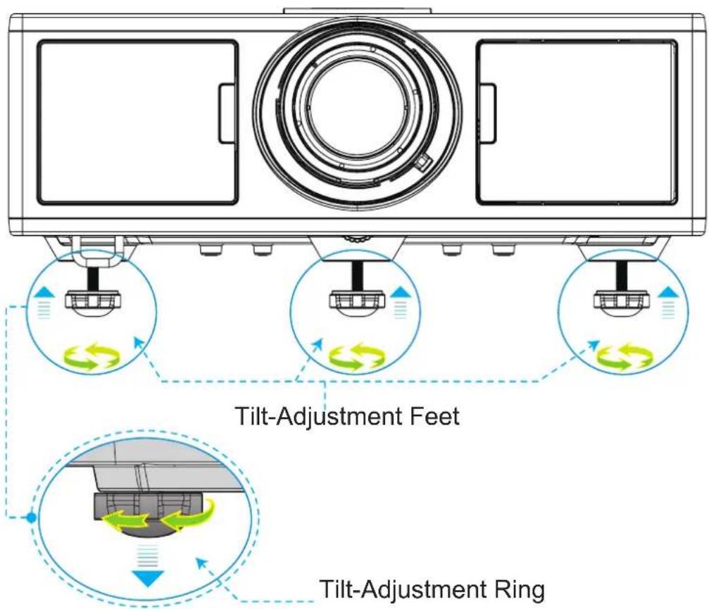 OPTOMA ZH500T - Adjusting the Projector's Height - 1