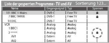 PANASONIC Viera TX-P46GW30 - Wählen Sie den zu sperrenden Kanal / Eingang - 1