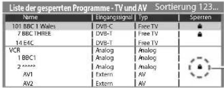 PANASONIC Viera TX-P42VT30J - Wählen Sie den zu sperrenden Kanal / Eingang - 1
