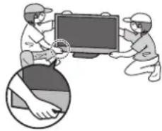 PANASONIC Viera TX-P42S20E - Dieser Fernseher ist schwer. Das Gerät muss grundsätzlich von mindestens zwei Personen gehandhabt werden. Stützen Sie den Fernseher wie in der Abbildung gezeigt ab, um Verletzungen zu verhindern, die durch ein Umkippen oder Herunterfallen des Gerätes verursacht werden können. - 1