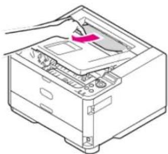 OKI ES5112dn - Wenn das hintere Ende des Papiers nicht sichtbar ist, aber sein Oberseite ist an der Ausgabeeinheit sichtbar - 1