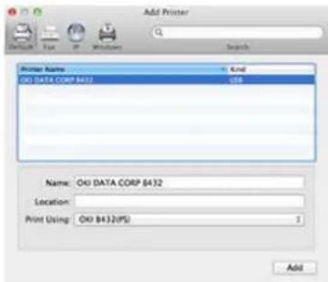 Add Printer Default Fax Windows Search Printer Name: Knd ID DATA CORP B432 ID Name: OK DATA CORP B432 Location: Print Using: OK B432(PS) 1 Add