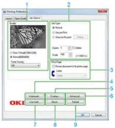 OKI ES4132dn - Registerkarte [Auftragsoptionen] - 1