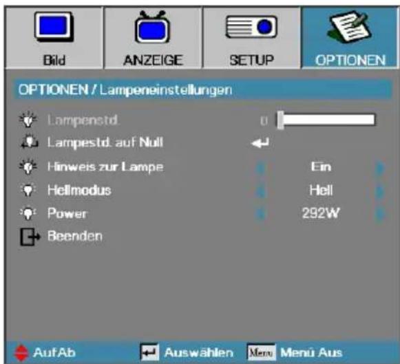 OPTOMA EH505e-B - Optionen | Lampeneinstellungen - 1