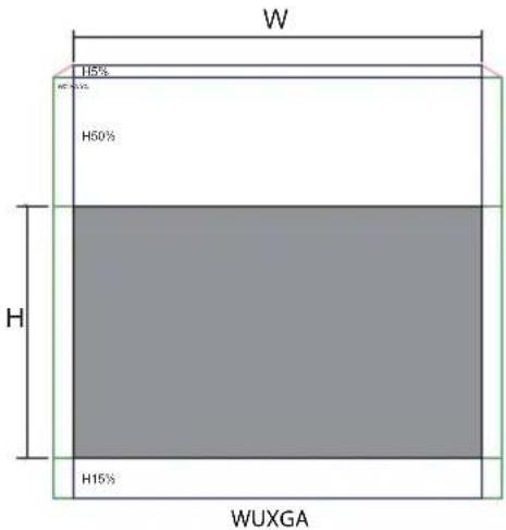 OPTOMA EH505e-B - Abbildung des Objektivversatz-Bereichs - 1