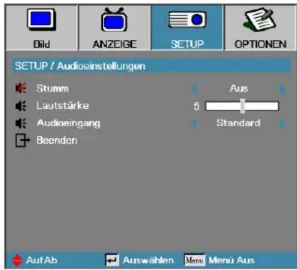 OPTOMA EH505e-B - Setup | Audioeinstellungen - 1