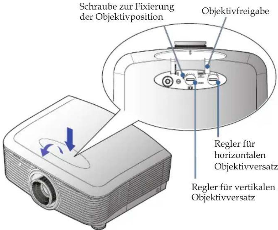 OPTOMA EH505e-B - Einstellen der Projektionsbildposition mit Hilfe von Objektivversatz - 2