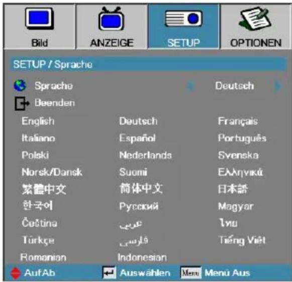 OPTOMA EH505e-B - Setup | Sprache - 1
