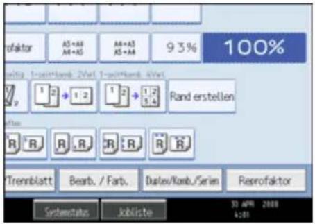 rofaktor AS+AS AR+AS AS=AR 93% 100% using 1-sinklange 2Vet 1-sinklange 4Vet 1 2 + 1 2 1 2 + 1 2 Rand erstellen R R R R R R Trennblatt Bearb. / Farb. Duplex/Komb/Serien Retrofaktor Systemstatus Jobliste 30 April 2008 k=20