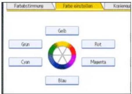 Farbabstimmung Farbe einstellen Kopienaut Gelb Grün Cyan Rot Magenta Blau